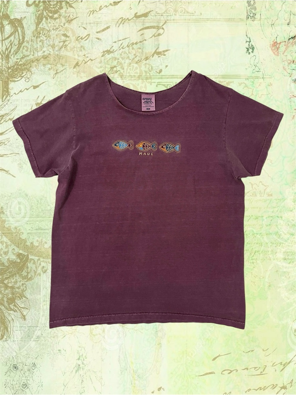 Crazy Shirts Hawaii Wine-Dyed Maui Embroidered Tee